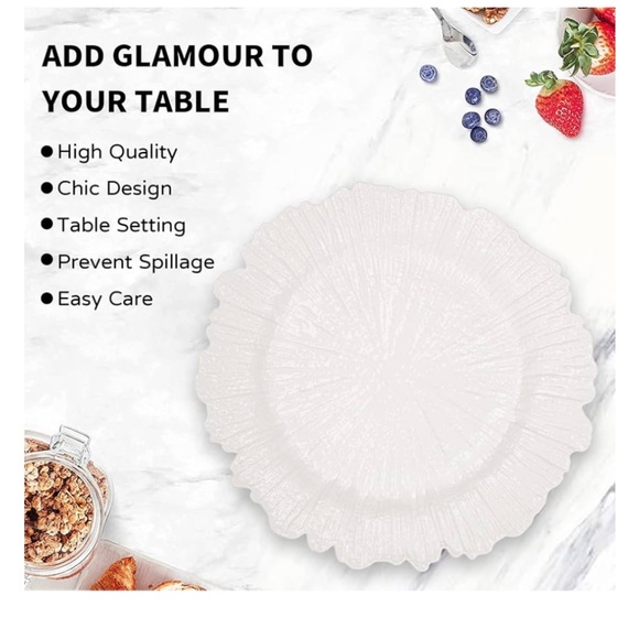 MAONAME White Charger Plates Set of 12 Reef Plate Chargers 12" Diameter - Picture 4 of 8